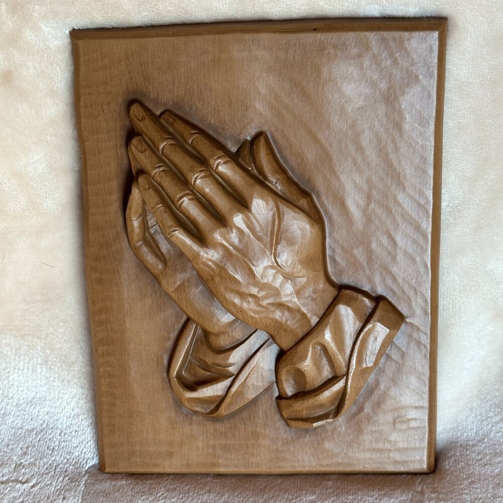 Praying Hands Burwood Products MCM Made in the USA 3D Wall Plaque Vintage